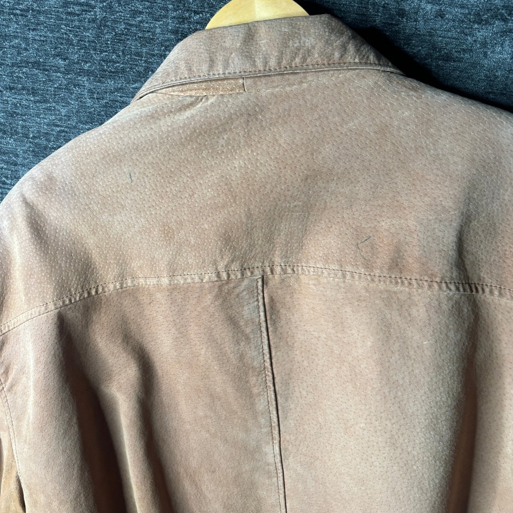 Vintage JLC Suede Leather Bomber Jacket Mens Large Brown Flight Coat Aviator - Picture 10 of 13